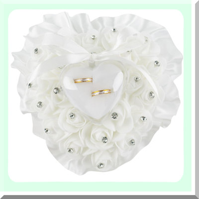 Heart-Shaped Wedding Ring Pillow for Ceremonies