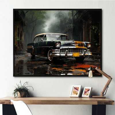 Noir Vintage Car Elegance II - salon d'art mural de voiture rétro