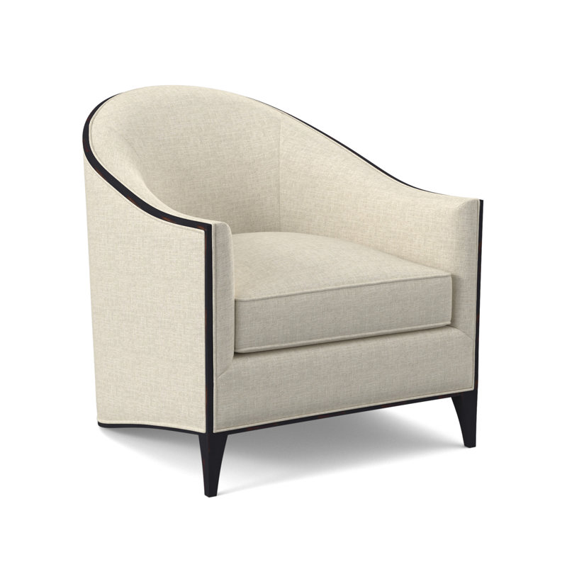 Atelier Sunbrella® Barrel Chair, Filigree Ivory 100% Polyester, Vintage Ebony