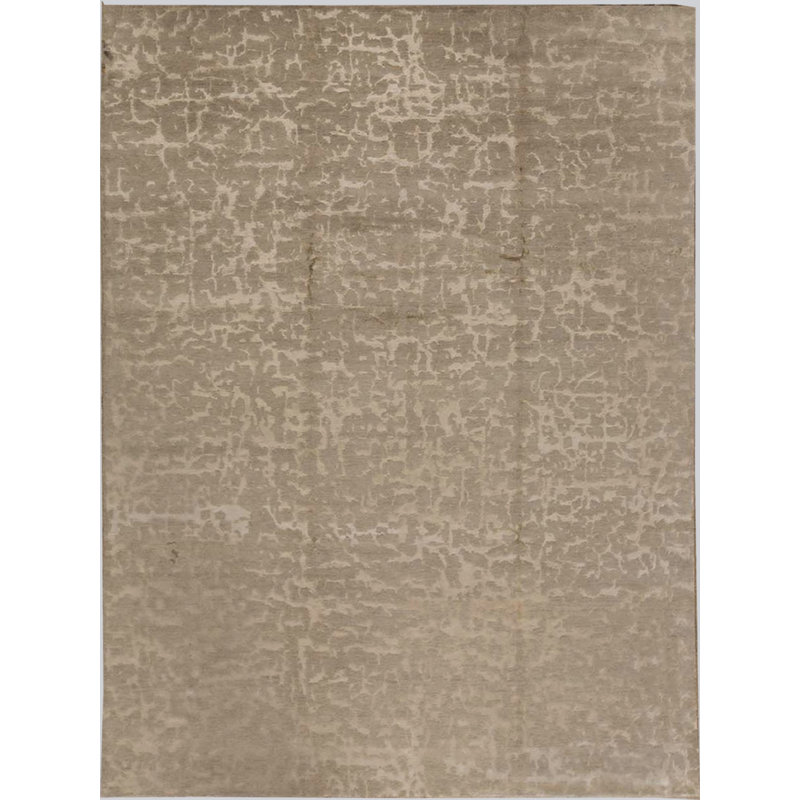 Tapis vert clair et ivoire noué à la main de haute qualité