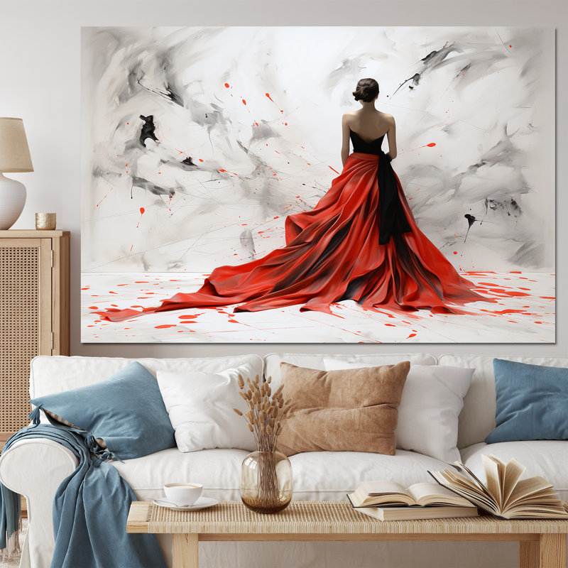 Fashion Red Dress Elegance UnveILE I - Art mural encadré