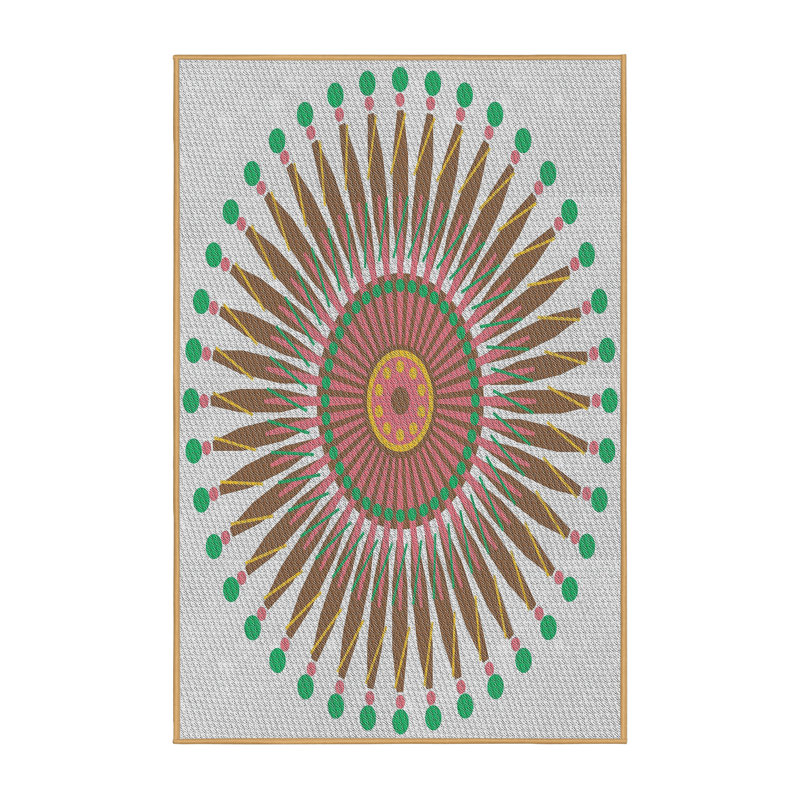 Laine tissée à la main et polyester brun/vert/gris Tapis décoratif, Rectangle 5 pi x 7 pi