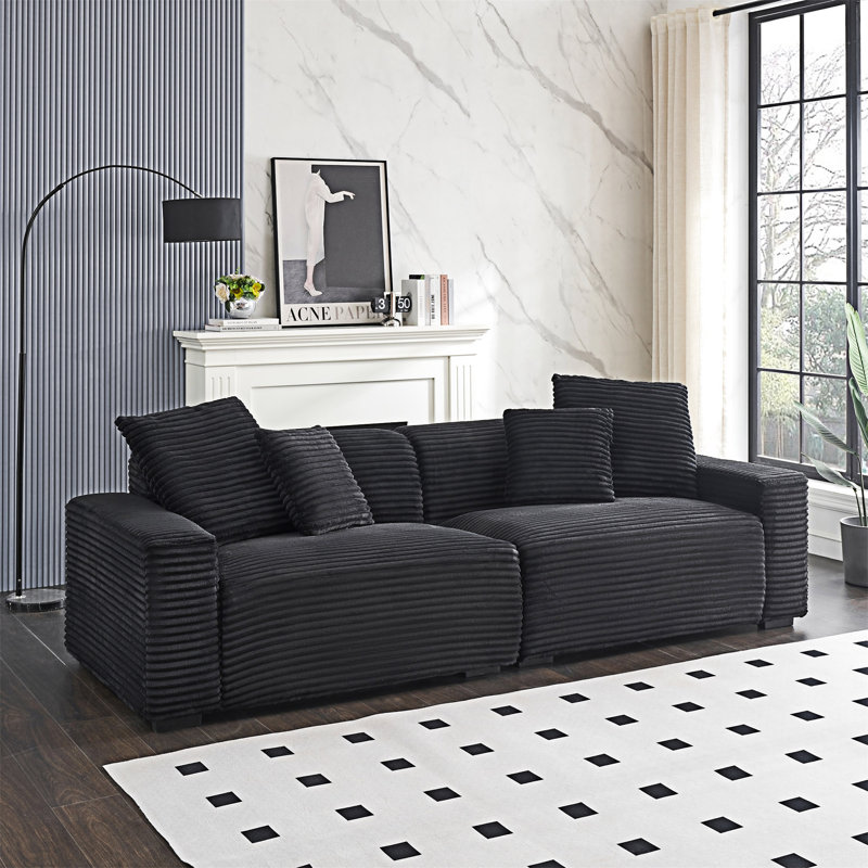Large Sofa With Pillows, Black