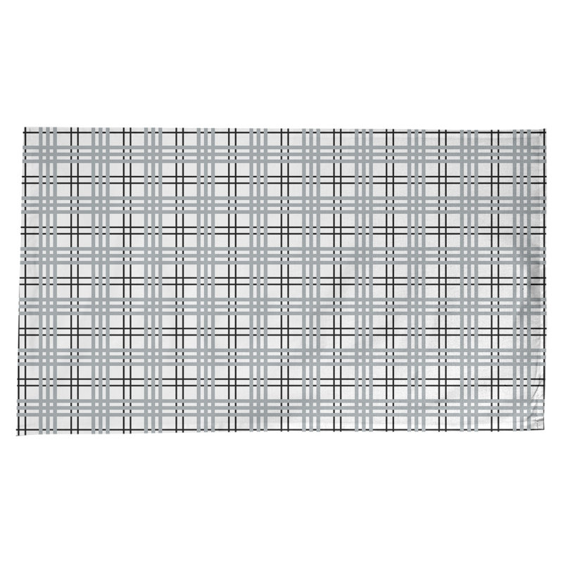 Nappe en mélange de coton à carreaux, Blanc / Noir / Argent