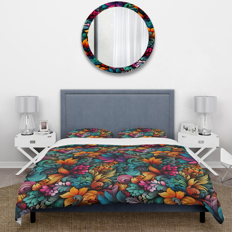 Ensemble de housse de couette Vibrant Mandala, Housse de couette pour très grand lit et 2 très
