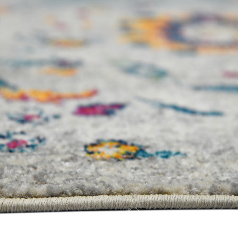 Ivory and Orange Rectangular Synthetic Reversible Rug