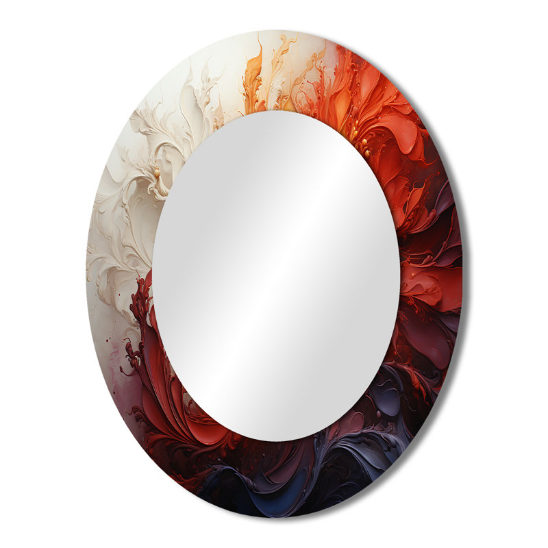 Energetic Spiralscape II - Miroir mural moderne ovale, 43 po x 33 po