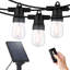 Guirlande de lumières à DEL à énergie solaire d'extérieur 48 pi avec 12 ampoules S14 blanches douces Ambiance Pro, télécommande, cordon résistant aux intempéries de qualité commerciale