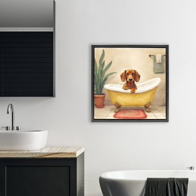 Bubble Bath Brown Dog Floating Frame, design by Kim Allen