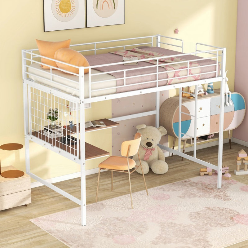 Lit mezzanine double en métal (grand lit) - Aucun sommier nécessaire, robuste et amp; Durable!, Blanc