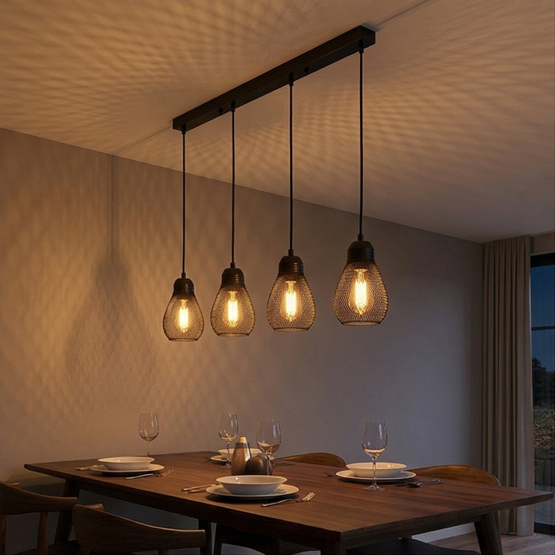 Luminaire suspendu linéaire pour îlot de cuisine 4 lumières Alcott