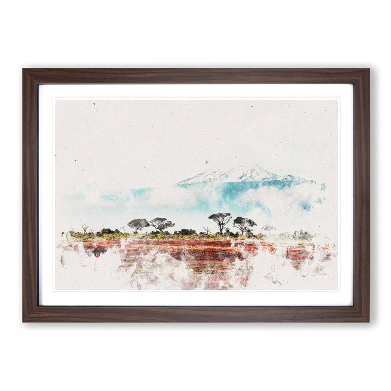 Mount Kilimanjaro in Tanzania - Picture Frame Graphic Art Print, Walnut Framed, 45cm H x 63cm W x 2cm D