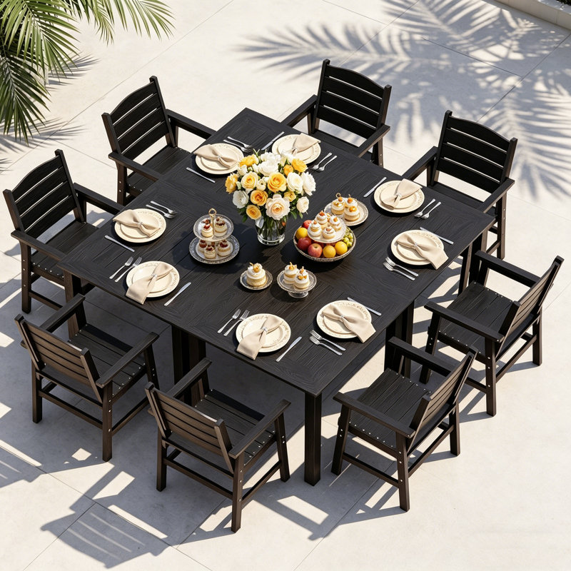 All-Weather Outdoor Dining Sets - Rust-Resistant Modern Outdoor Dining Sets For Backyard Garden Deck Poolside 4-Table 8-Chairs