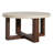 Round Coffee Table 31.5 Inch Marble Pattern Top & Cross Brown Base