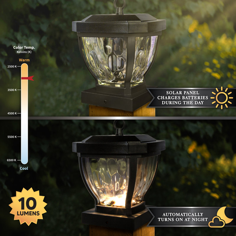 Manchester Dark Bronze Solar LED Outdoor Post Cap Light with Water Glass