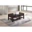 Table basse avec rangement, placage de bois de jais, forme rectangulaire moderne, plateau spacieux de 47 pouces, deux tiroirs et tablette ouverte