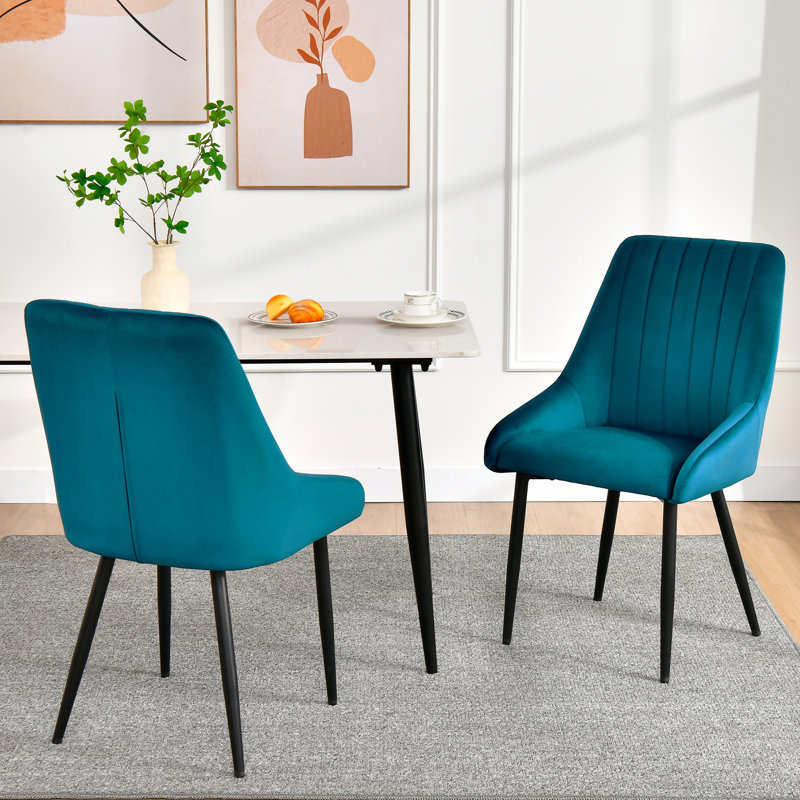 Girton 21" Wide Modern Velvet Channel Tufted Dining Chair, Atrovirens