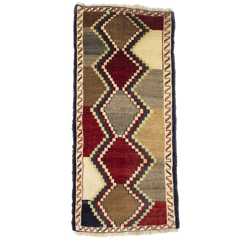 Tapis oriental multicolore fait à la main 2 x 5 pi