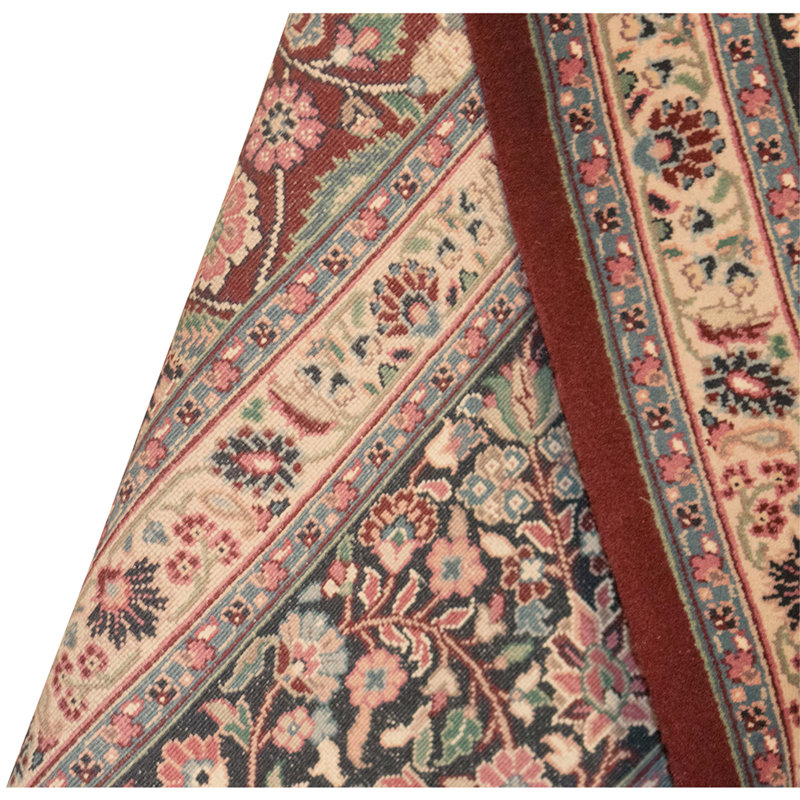 Tapis bleu marine et vin de haute qualité noué à la main