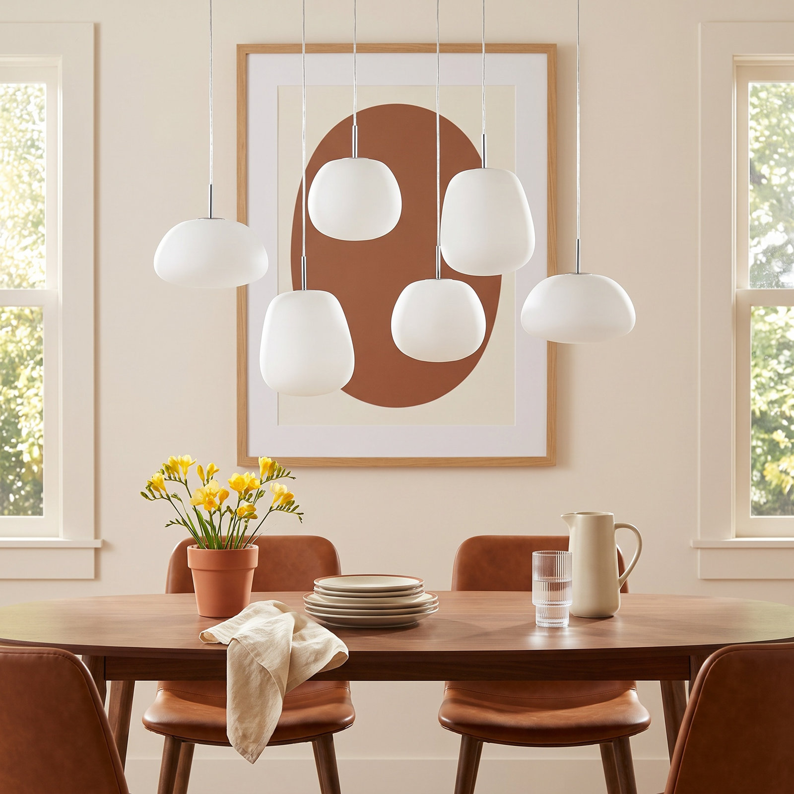 Hughie 6 Light Glass Dimmable LED Pendant