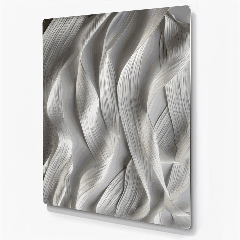 Art mural en métal gris clair DiagonalStripes, 14" H x 11" W