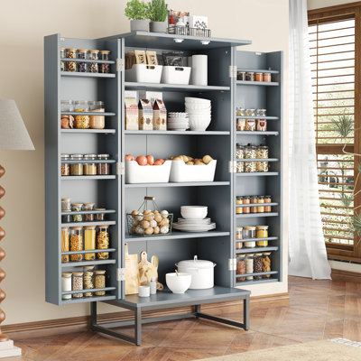 51” Kitchen Pantry Cabinets With Adjustable Shelves For Home Office Use