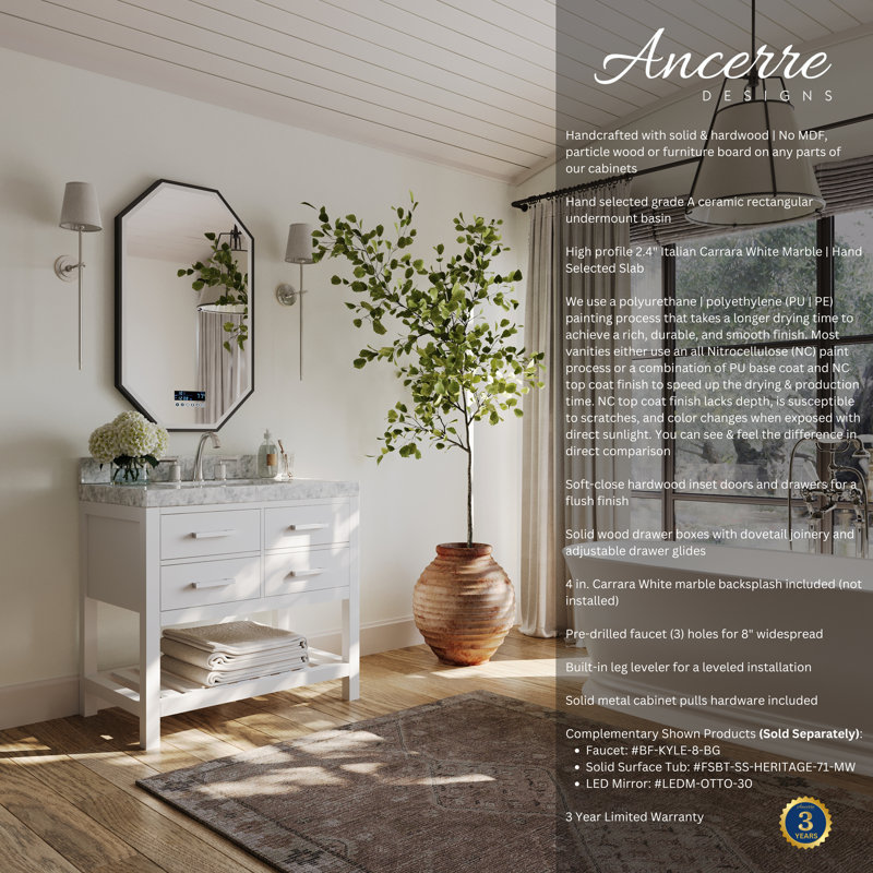 Elizabeth 36'' W Single Vanity, White| Brushed Nickel