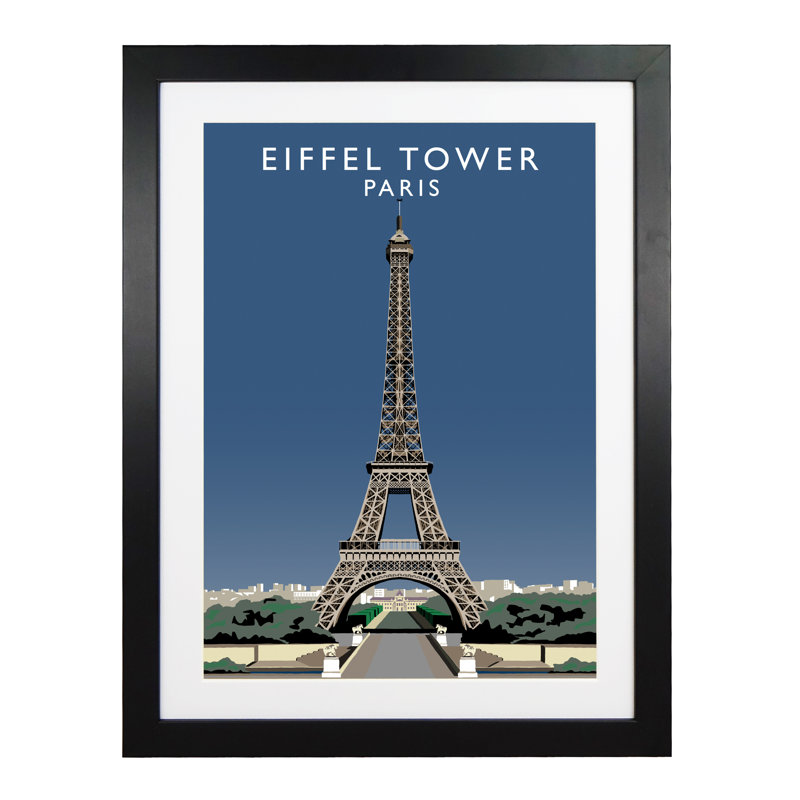 Eiffel Tower 1 Piece Wall Art, 43.5 cm H x 33.5 cm W x 2.2 cm D, Black Wood Frame