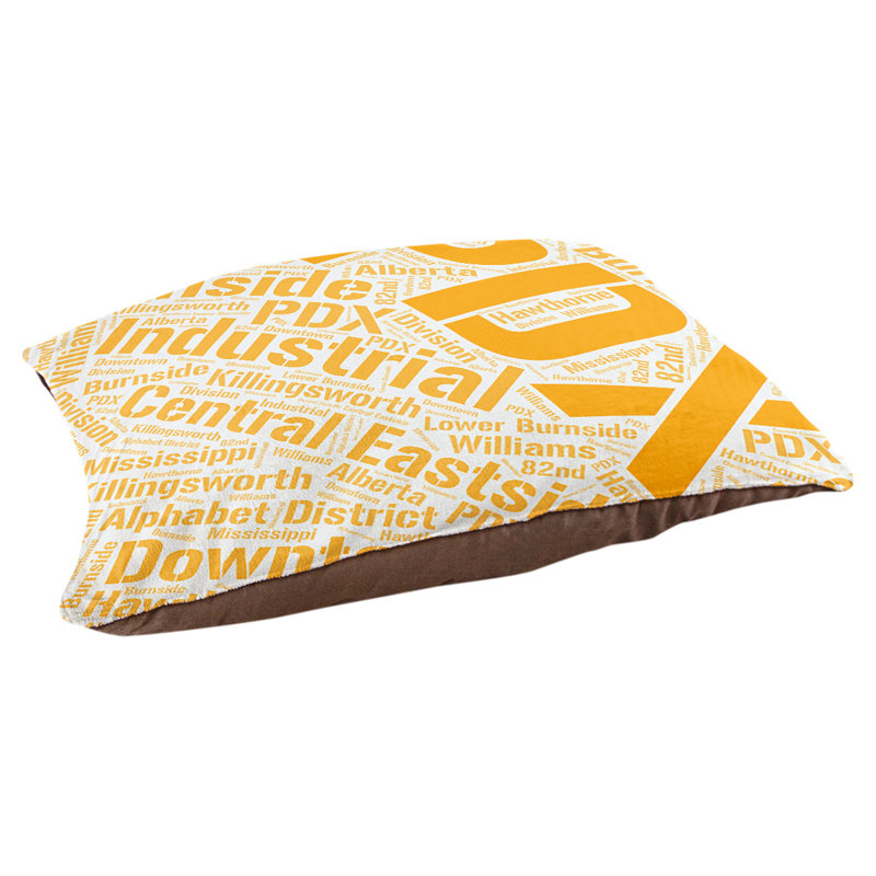 Coussin de chien « districts », Portland, Moyen (H 9,5 po x l 28 po x P 18 po), Orange