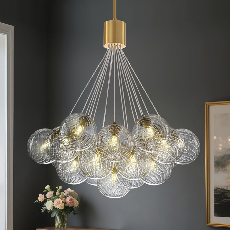 19-light Modern Cluster Bubble Glass Chandelier