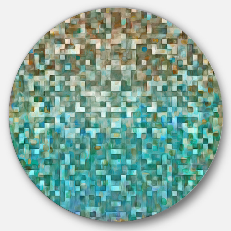 Blocked Abstract, Circle - Peinture, cercle métallique, H 11 po x l 11 po