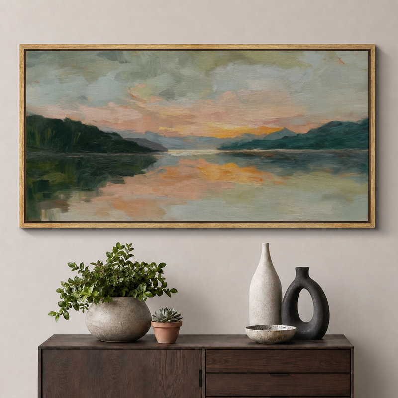Grande impression sur toile encadrée, impression de paysage abstrait pour la décoration intérieure moderne, Naturel