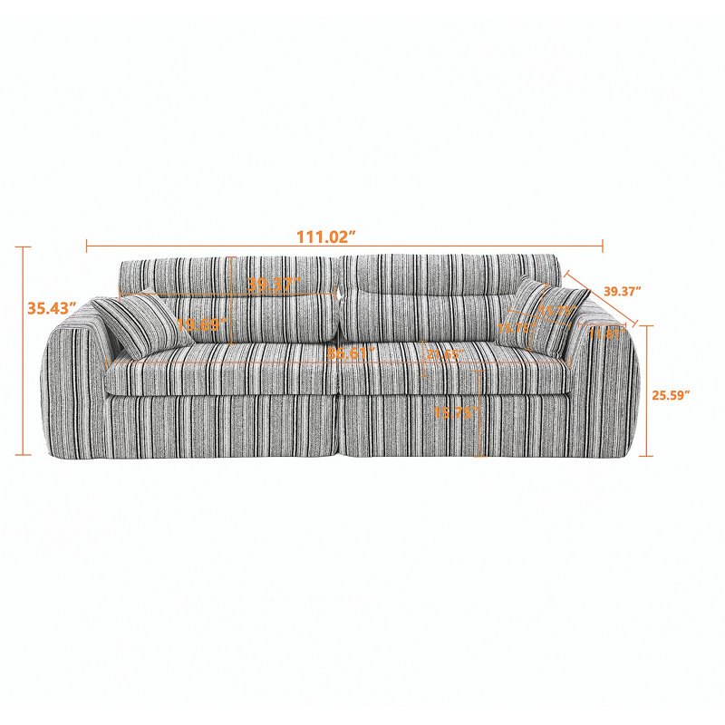 Canapé tissé à compression en chenille rayée, canapé compact à rangée droite avec éponge haute densité, canapé économiseur d'espace requis sans assemblage pour salon, appartement, bureau (rayure Bumblebee)