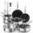 14 Pieces Stainless Steel Cookware Sets Rivetless Cookware with Cool-Grip Handles