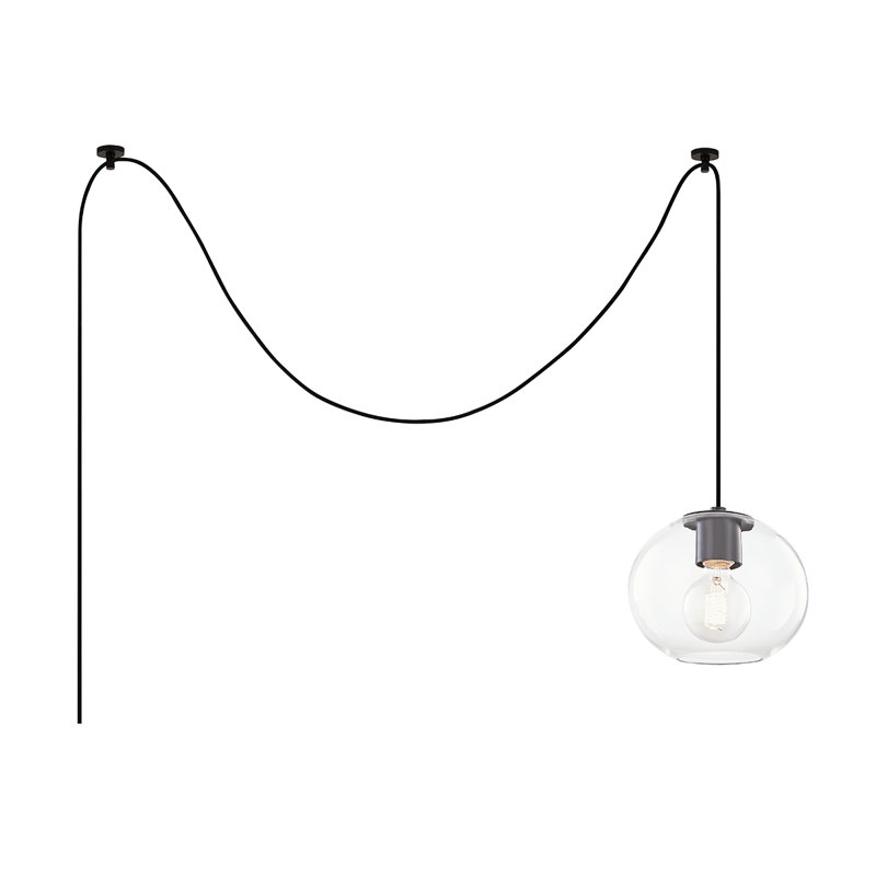 Aged Brass Globe Pendant with Clear Glass Shade - Indoor/Outdoor