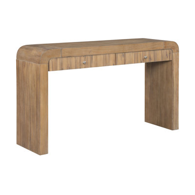 Rustic Console Table With Fluted Drawer Front, Entryway Table With Curved Corners & Thick Legs, Sturdy Sofa Table For Hallway & Living Room (Brown)