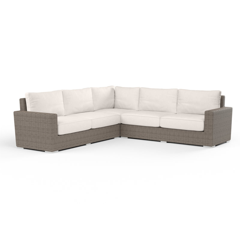 106.50'' Wide L-Shaped Patio Sectional with Sunbrella® Cushions, Canvas Natural Sunbrella® Canvas