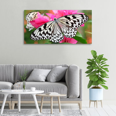 Butterfly On A Flower - Wrapped Canvas Print