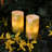 Battery Operated Lace Leaf LED Wax Candles - 2 Piece