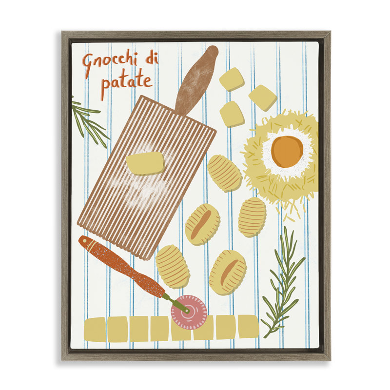  Art mural sur toile Gnocchi & Patate Meal, H 21 po x l 17 po, Cadre flottant orme Montalcino