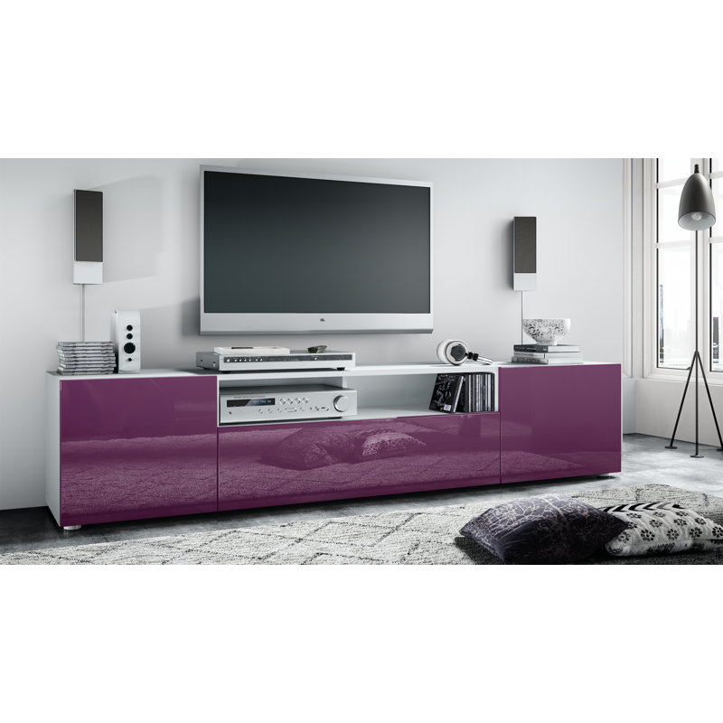 Akaki Unfinished TV Stand for TVs up to 78", Purple front/White top