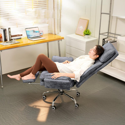 Big and Tall Office Chair, Flip Armrests for Pets & Cross Legged Sitting, Executive Ergonomic Computer Gaming Chair with Foot Rest