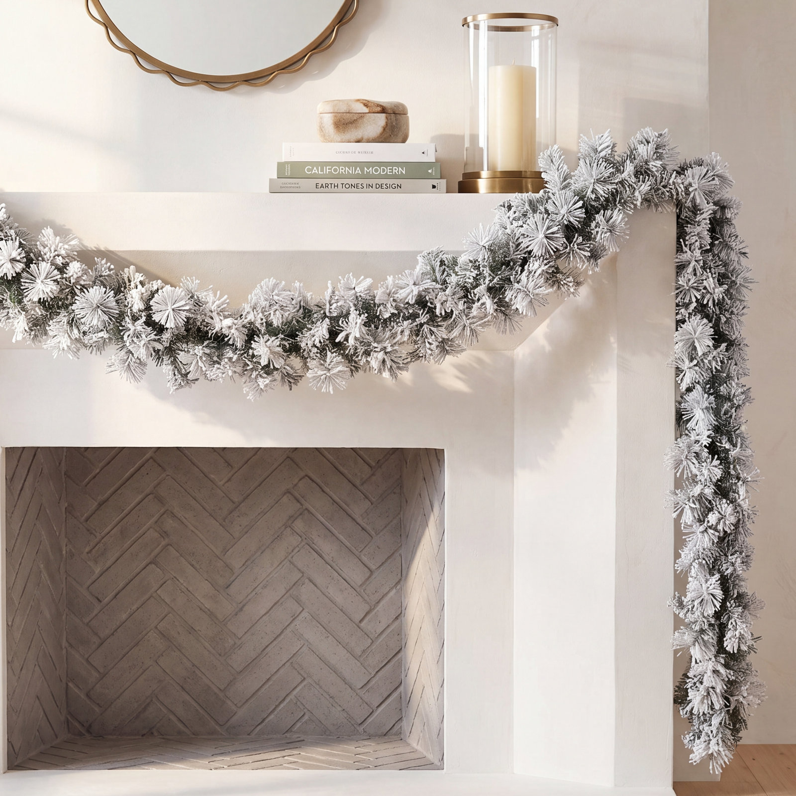 10" Frosted Pre-Lit Christmas Garland