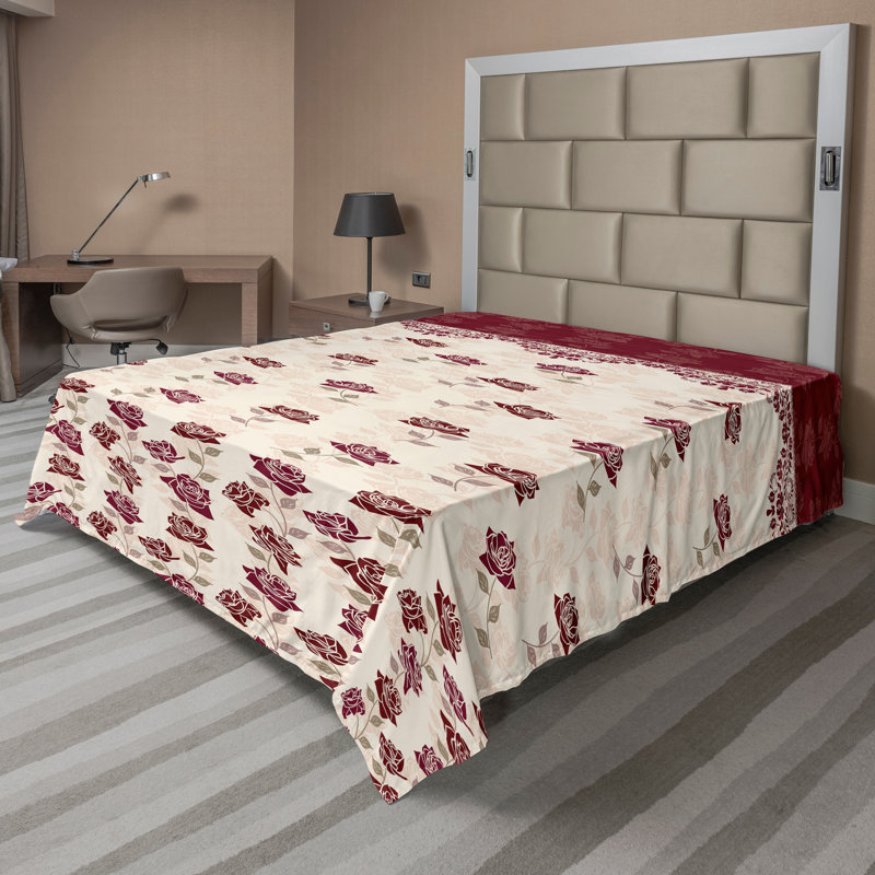 Ambesonne, dessus plat à motif floral, roses romantiques, brun, ardoise