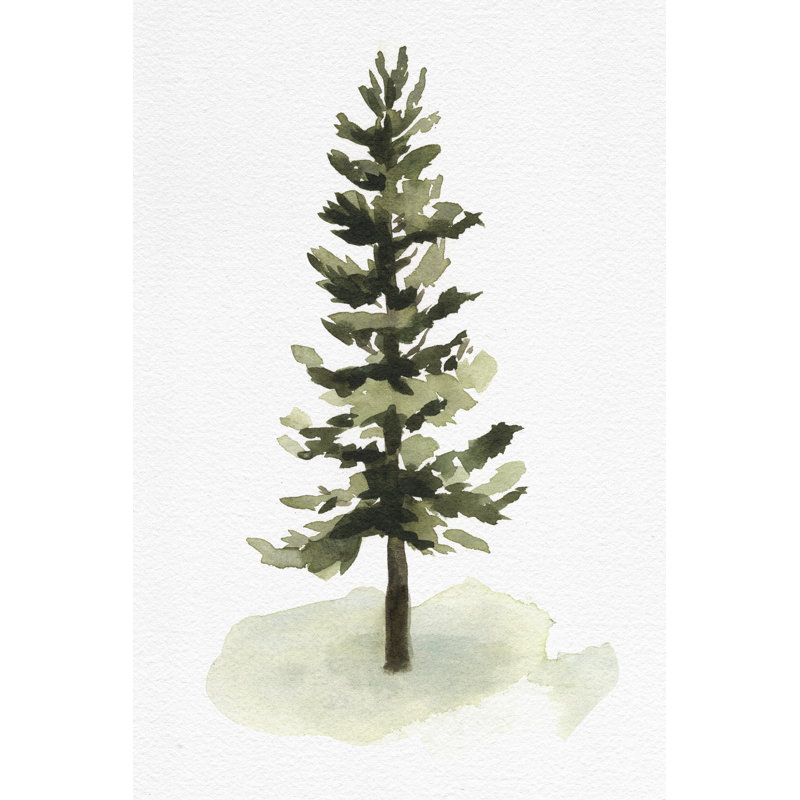 «Watercolor Pine II» par Emma Caroline - peinture sur toile tendue, H 48 po x l 32 po