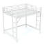 Lit mezzanine double avec échelles, lit mezzanine double en métal pour adultes, adolescents, enfants, amplement d'espace sous le lit et aucun sommier nécessaire, blanc-130169947-130169949