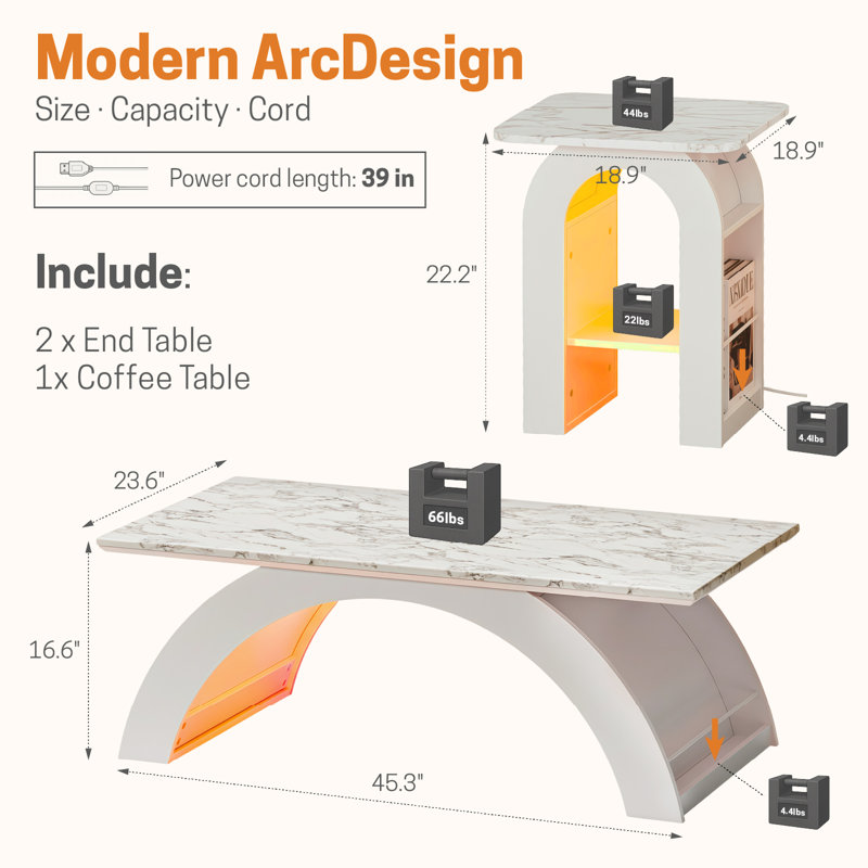 Ensemble de tables basses Berrien