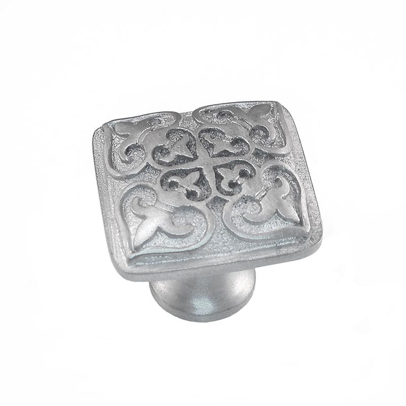 Fleur De Lis Square Knob, Satin Nickel