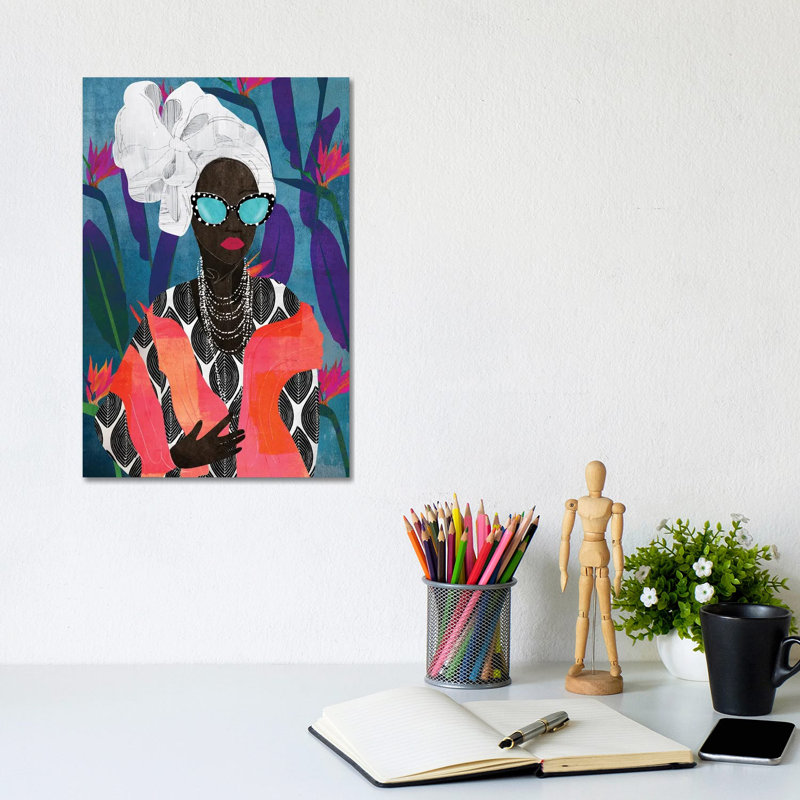 «Modern Turban Woman V» par Nikki Chu - reproduction, Toile tendue, H 12 po x l 8 po x P 0,75 po