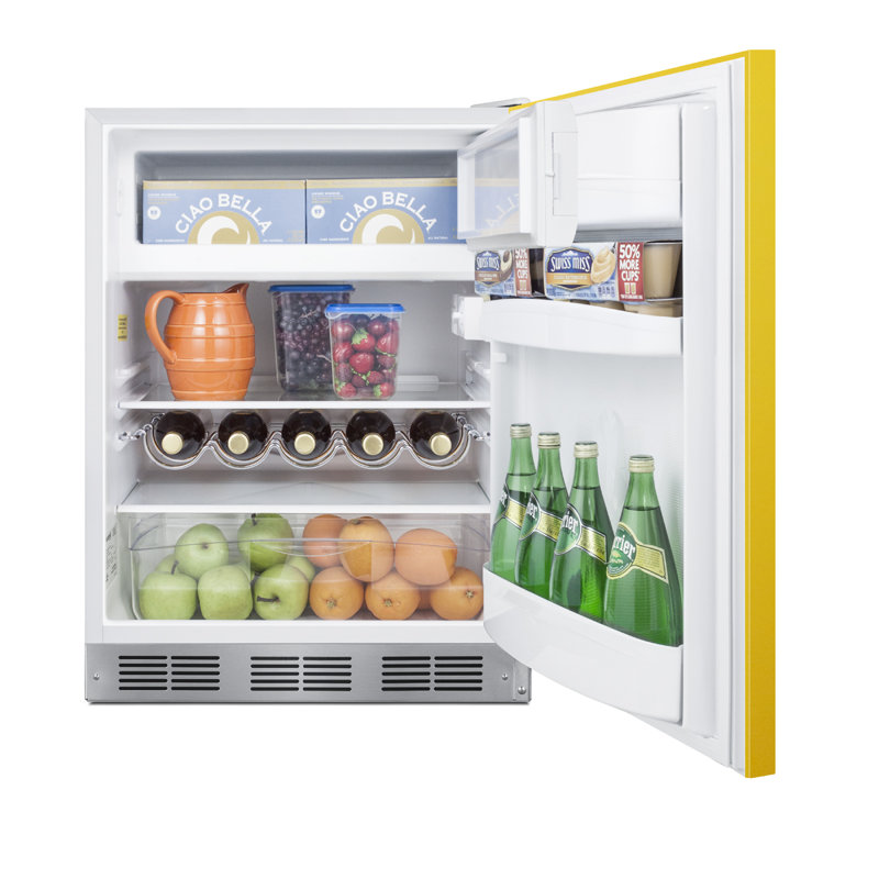 Summit Appliance 5.1 Cubic Feet Freestanding Mini Fridge with Freezer, Yellow